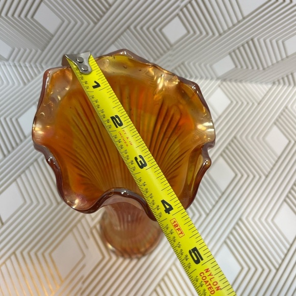 Vintage Fenton Marigold Carnival Glass Ribbed Swung Vase 9” - Picture 12 of 12
